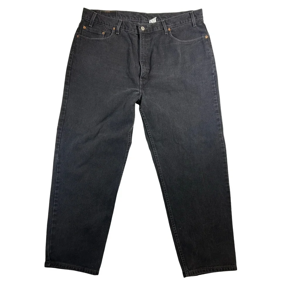 Levis 550 Relaxed Fit Jeans Mens 42x30 Black Faded Denim Made in USA Vintage
